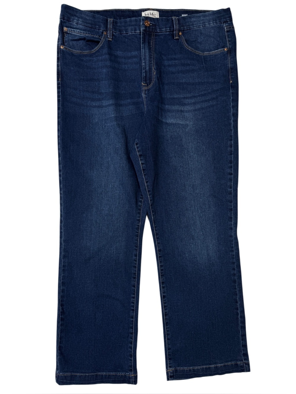 {Nicole Miller} "SOHO High Rise Ankle Boot" Blue Crop Bootcut Jeans WJ528